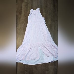 Pink and white stripe maxi dress